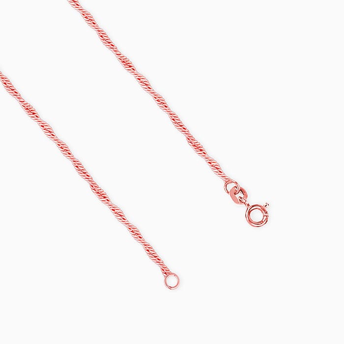 9ct Rose Gold 1.5mm Diamond Cut Rope Chain Necklace 18