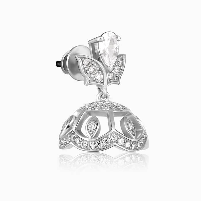 Silver Contemporary Love Jhumki