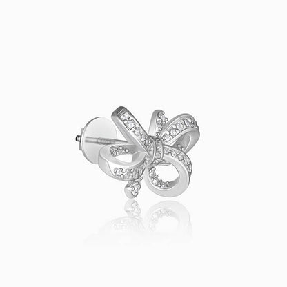 Silver Zircon Floral Knot Earrings