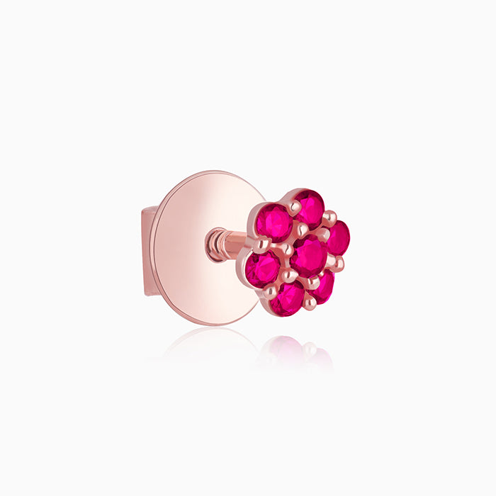 Rose Gold Magenta Flower Stud Kids Earrings