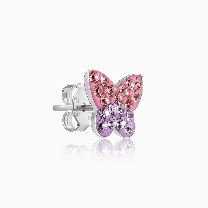 Silver Sparkly Butterfly Kids Earrings (4-12 yrs)