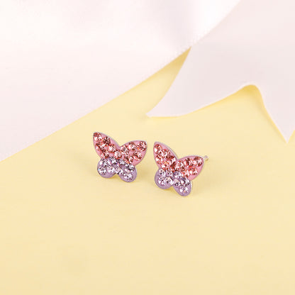 Silver Sparkly Butterfly Kids Earrings (4-12 yrs)