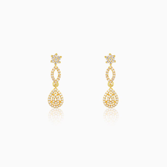 Golden Zircon Shine Elegant Earrings