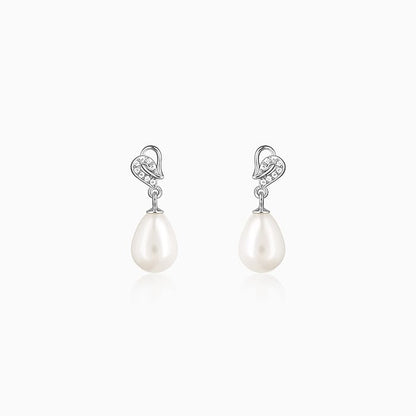 Silver Elegant Pearl Drop Earrings