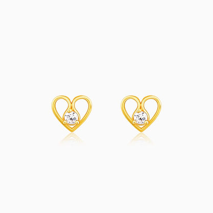 Golden Zircon Studded Heart Earrings