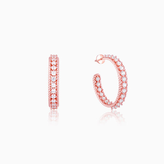 Rose Gold White Zircon Hoop Earrings