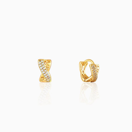 Golden Zircon Studded Twisted Hoop Earrings