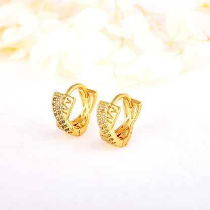 Golden Zircon Studded Twisted Hoop Earrings