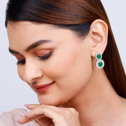 Silver Lovesick Green Earrings