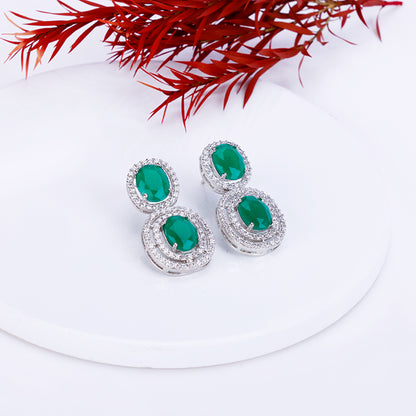 Silver Lovesick Green Earrings