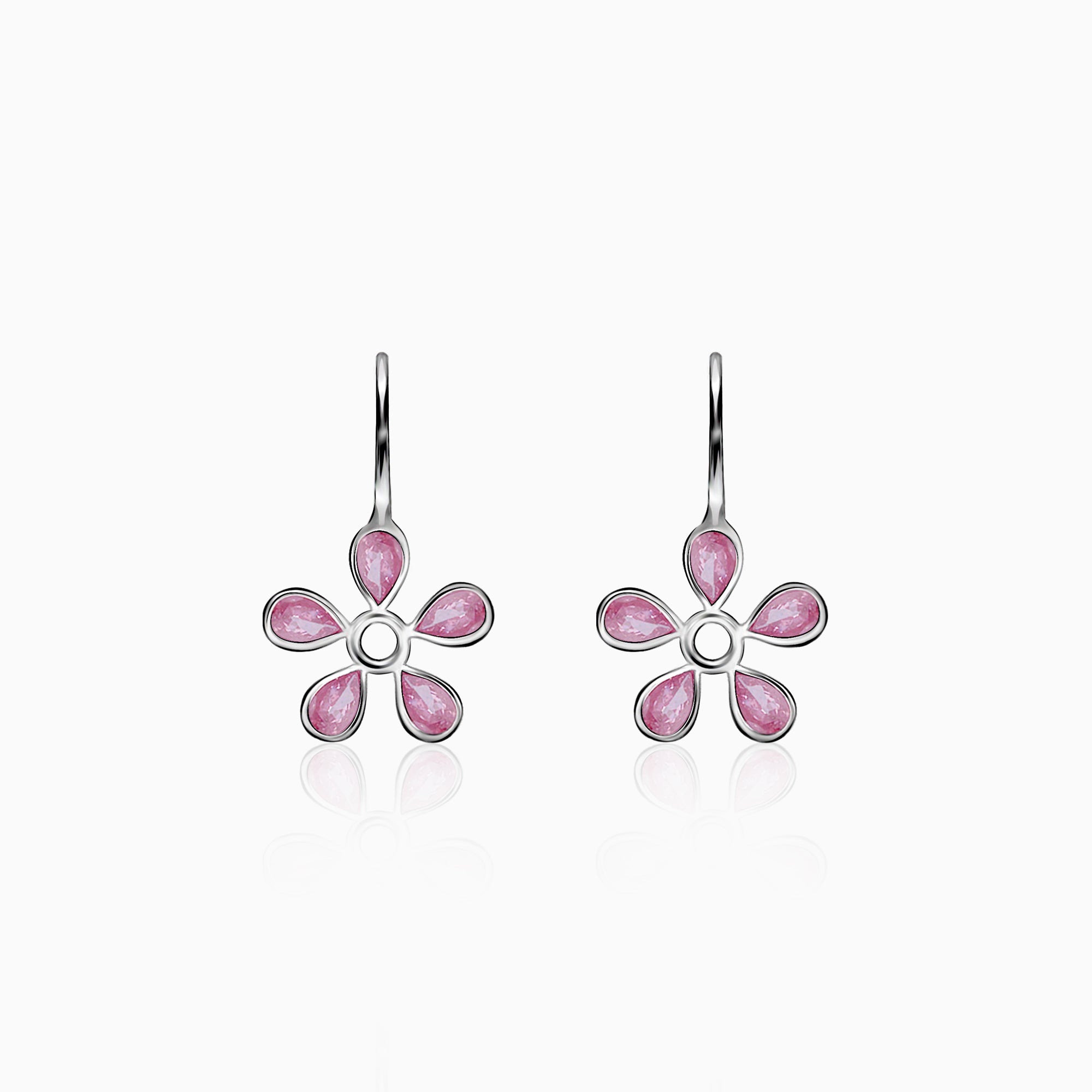 CLARA 925 Sterling Silver Pink Studs Earrings Gift for Kids Girls