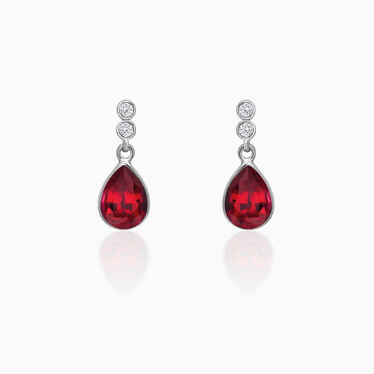 Silver Radiant Red Earrings