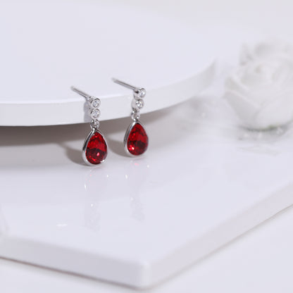 Silver Radiant Red Earrings