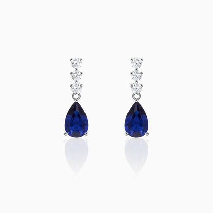 Silver Sapphire Blue Drop Earrings