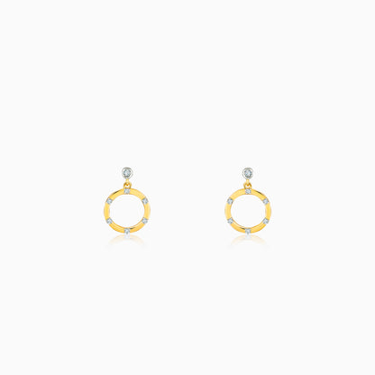 Golden Diamond Double Ring Earrings