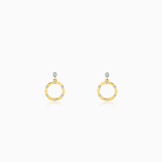 Golden Diamond Double Ring Earrings