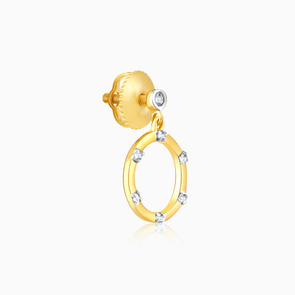 Golden Diamond Double Ring Earrings