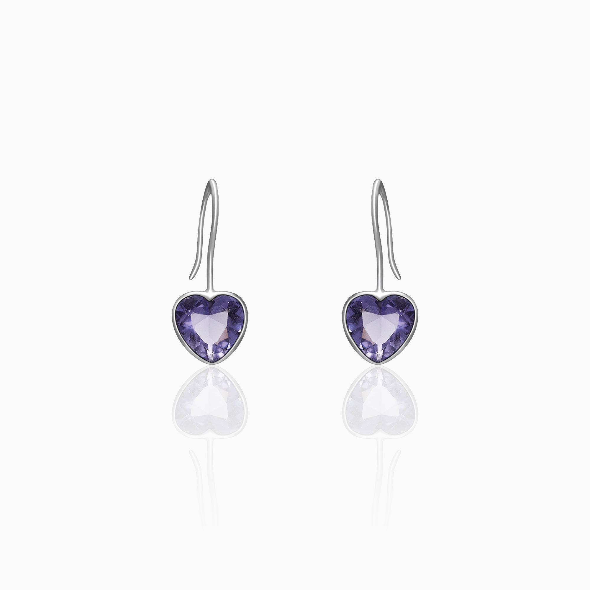 Silver Ornate Purple Heart Earrings – GIVA Jewellery