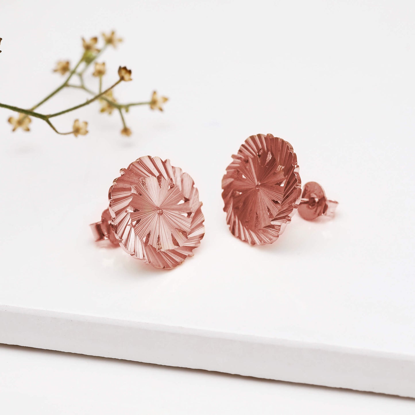 Rose Gold Flower Bouquet Earrings