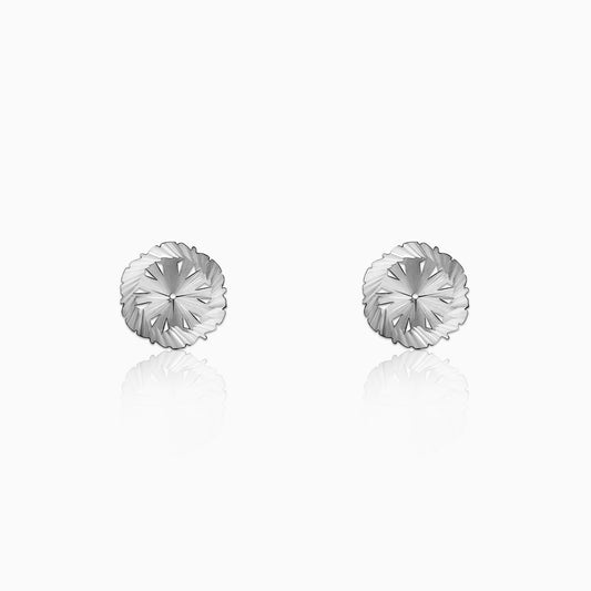 Silver Flower Blossom Stud Earrings