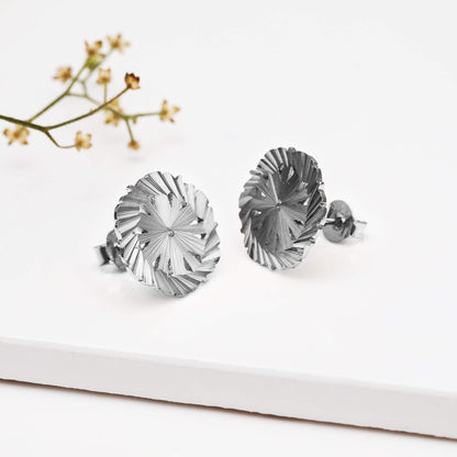 Silver Flower Blossom Stud Earrings