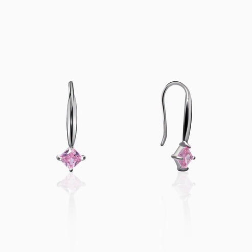 Silver Baby Pink Square Earrings at Rs 849