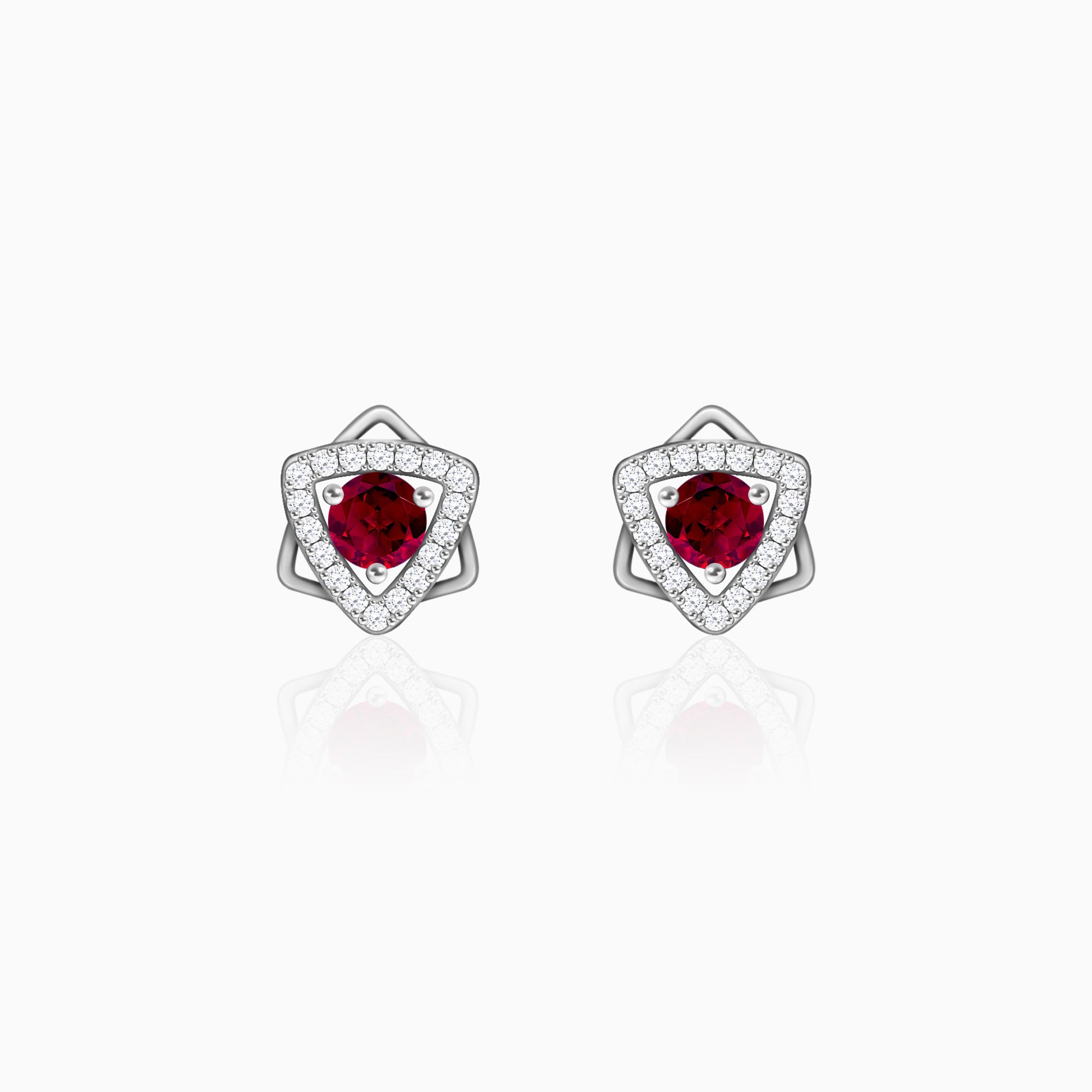 Diamond Ear Wire Earrings with Ruby Drops  Abhika Jewels