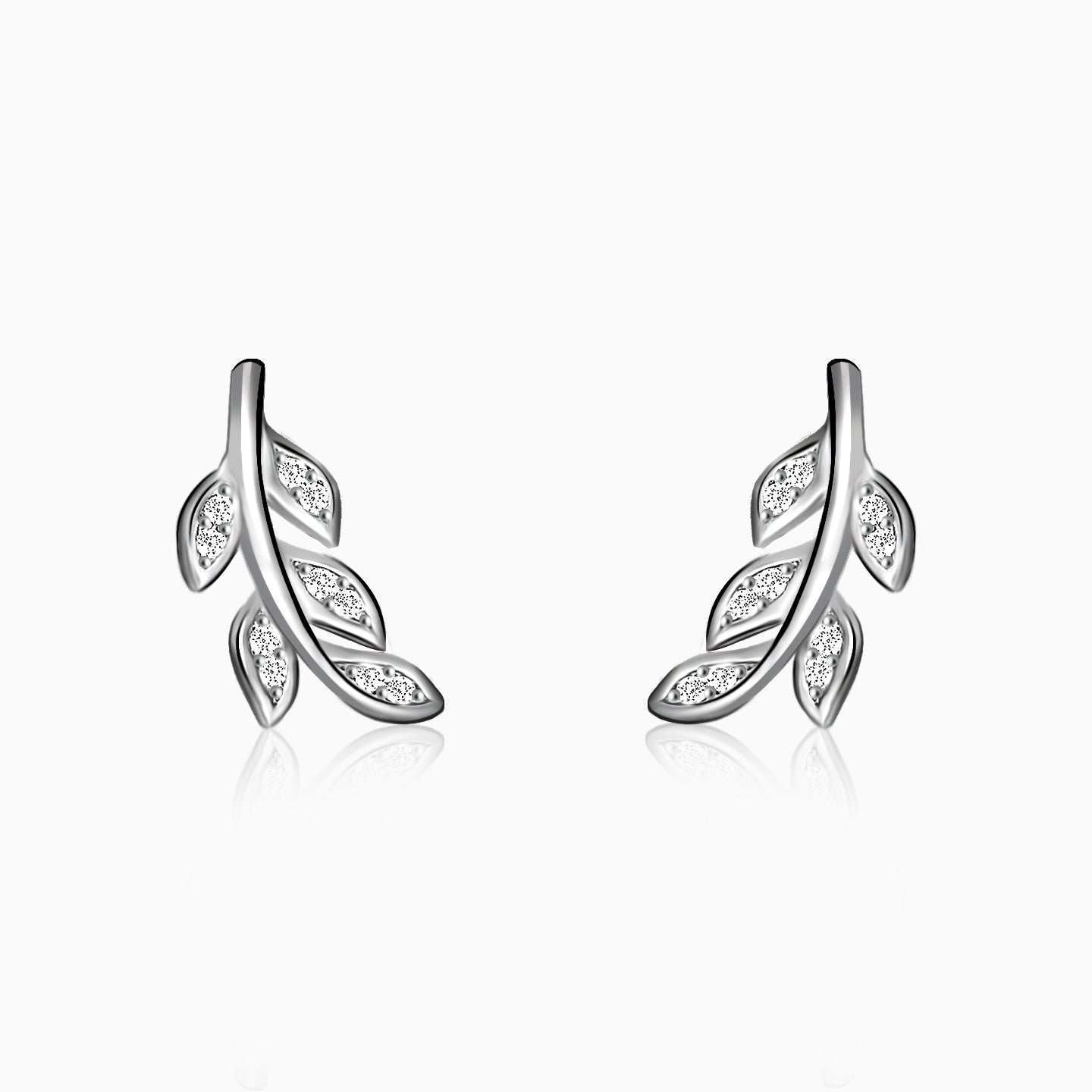 Silver Zircon Leaf Set