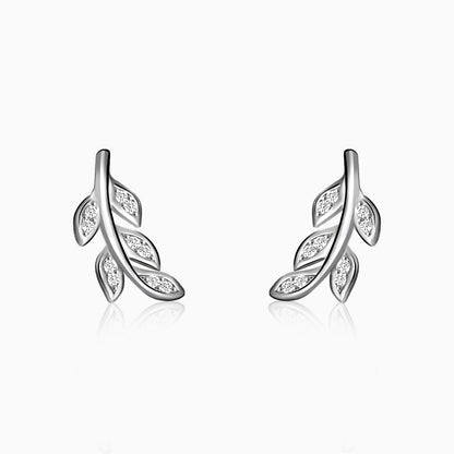 Silver Zircon Leaf Set