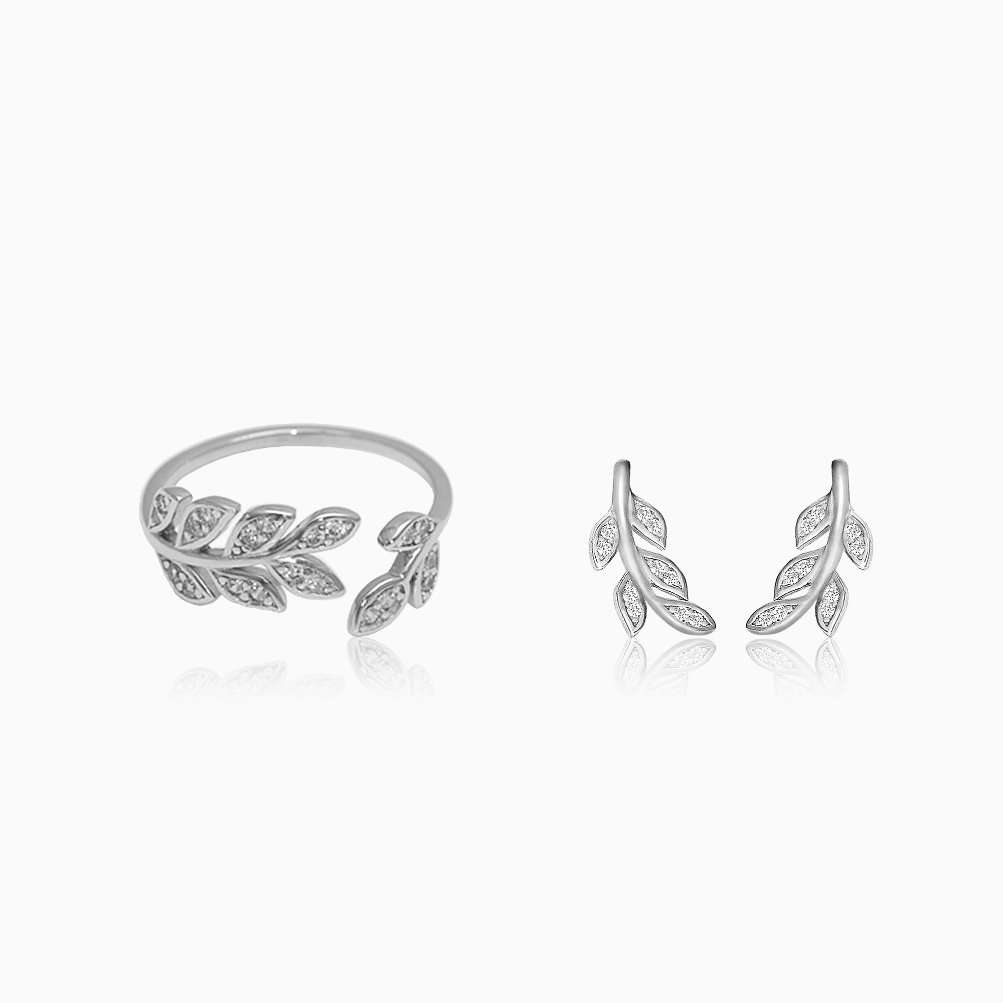 Pandora Style Leaves Hoops Earrings - BSE500-B