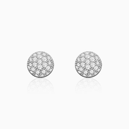 Silver Shimmering Sphere Stud Earrings