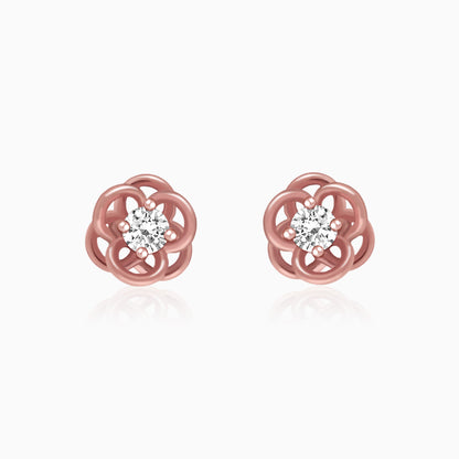 Rose Gold Woven Flower Studs