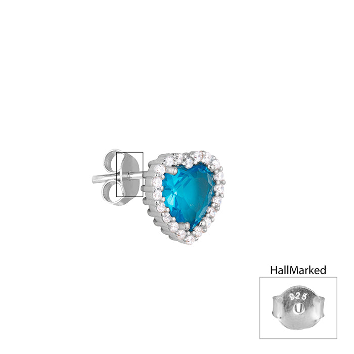 Silver Titanic Heart Of The Ocean Studs