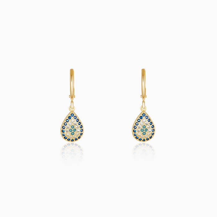 Good Eye Earrings - Clear/Gold – Gold pavé evil eye hoops – BaubleBar