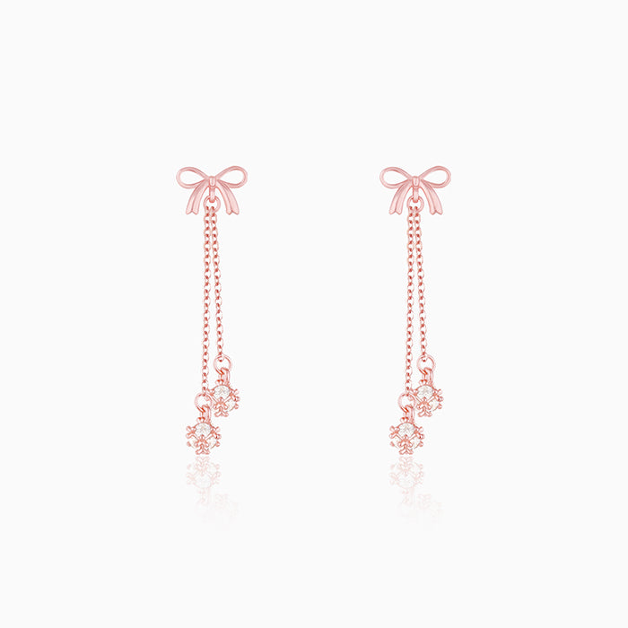 Rose Gold Bow Dangler Earrings