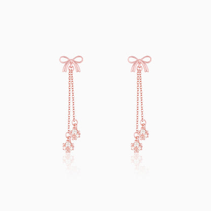 Rose Gold Bow Dangler Earrings