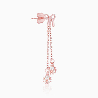 Rose Gold Bow Dangler Earrings