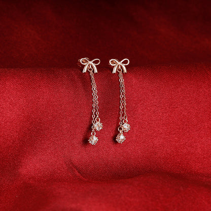 Rose Gold Bow Dangler Earrings