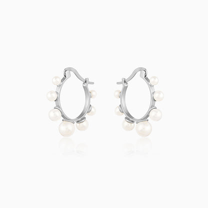 Silver Pearl Loop Earrings