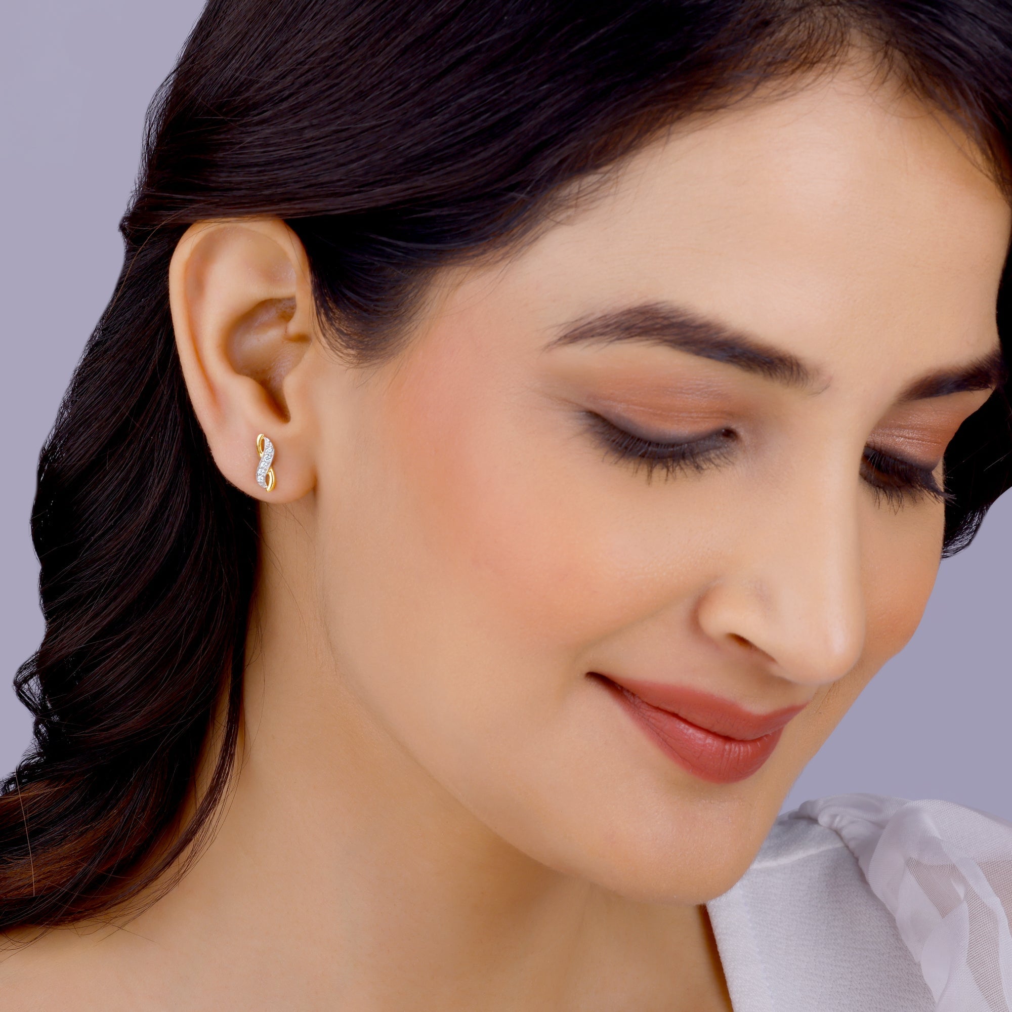 Forever Love Womens Sterling Silver Earrings With 18K Gold-Plated Accents  Featuring A Unique Infinity Design & Adorned With 12 Pave-Set Diamonds