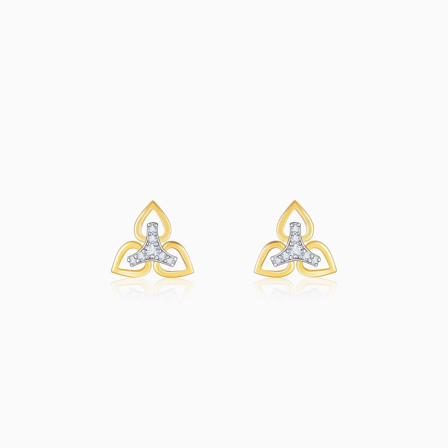 Gold Floral Triad Diamond Earrings