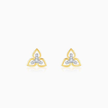 Gold Floral Triad Diamond Earrings