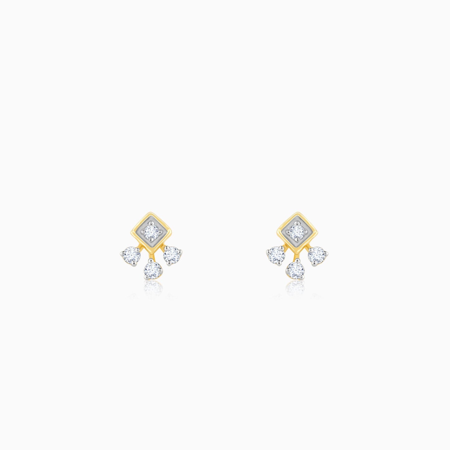 Gold Exquisite Trio Diamond Stud Earrings