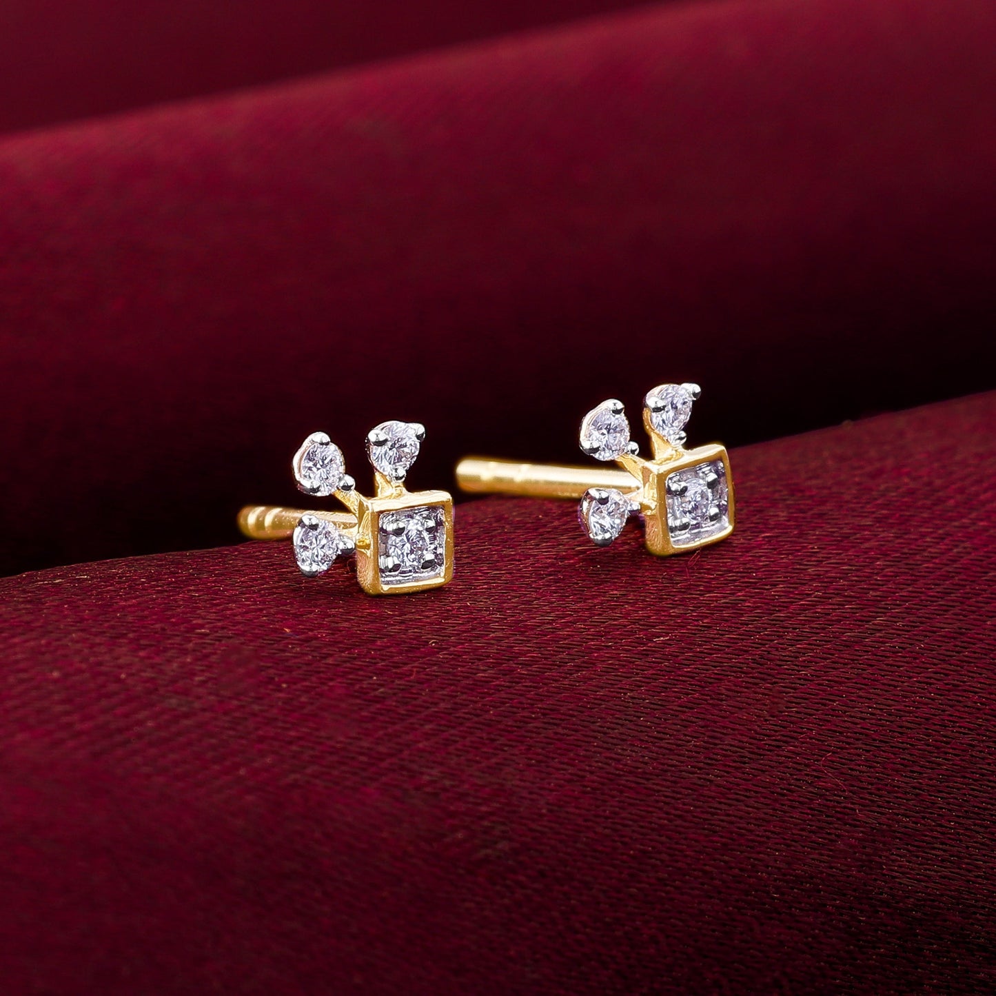 Gold Exquisite Trio Diamond Stud Earrings