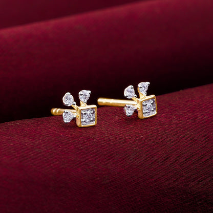 Gold Exquisite Trio Diamond Stud Earrings