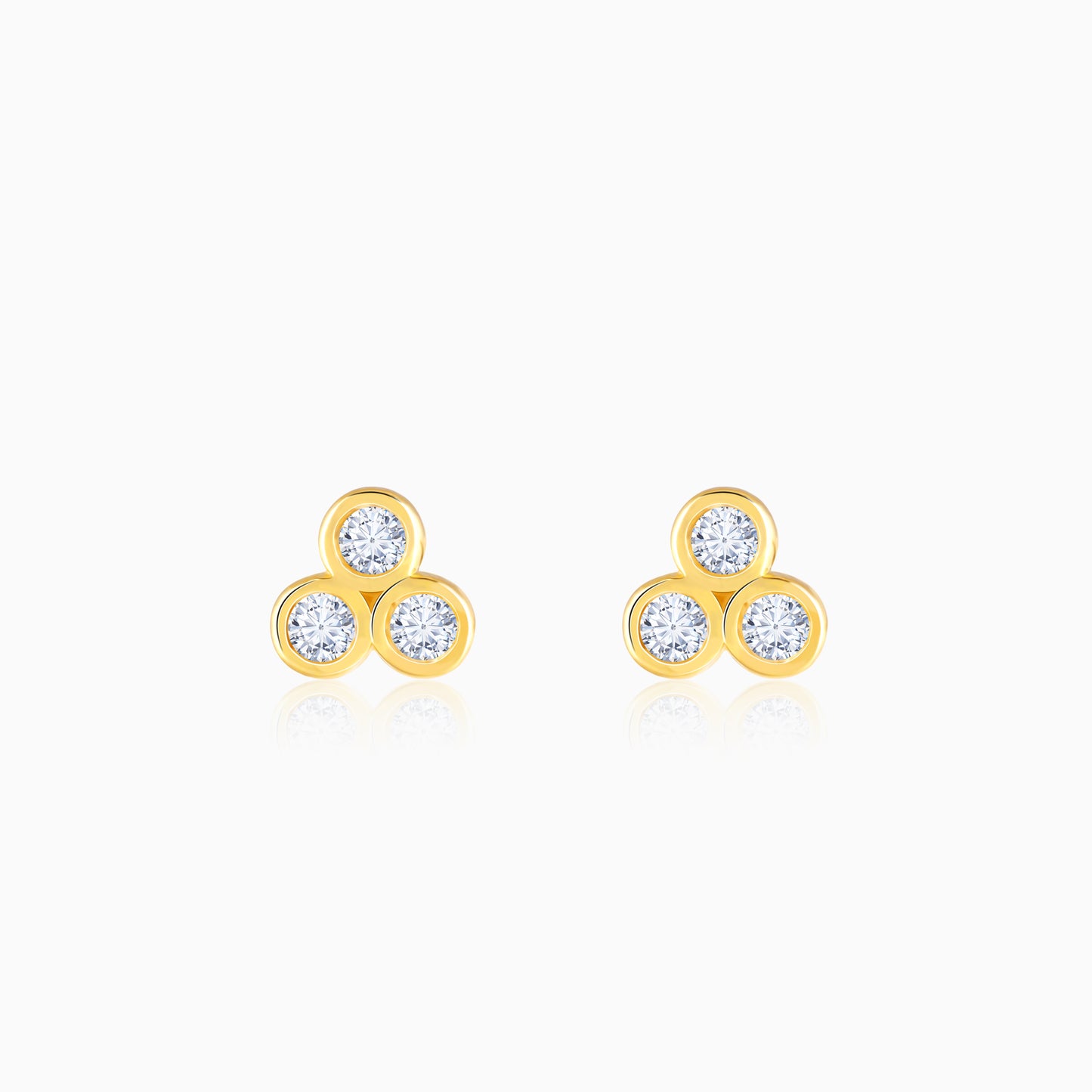 Gold Twinkling Triangle Diamond Stud Earrings