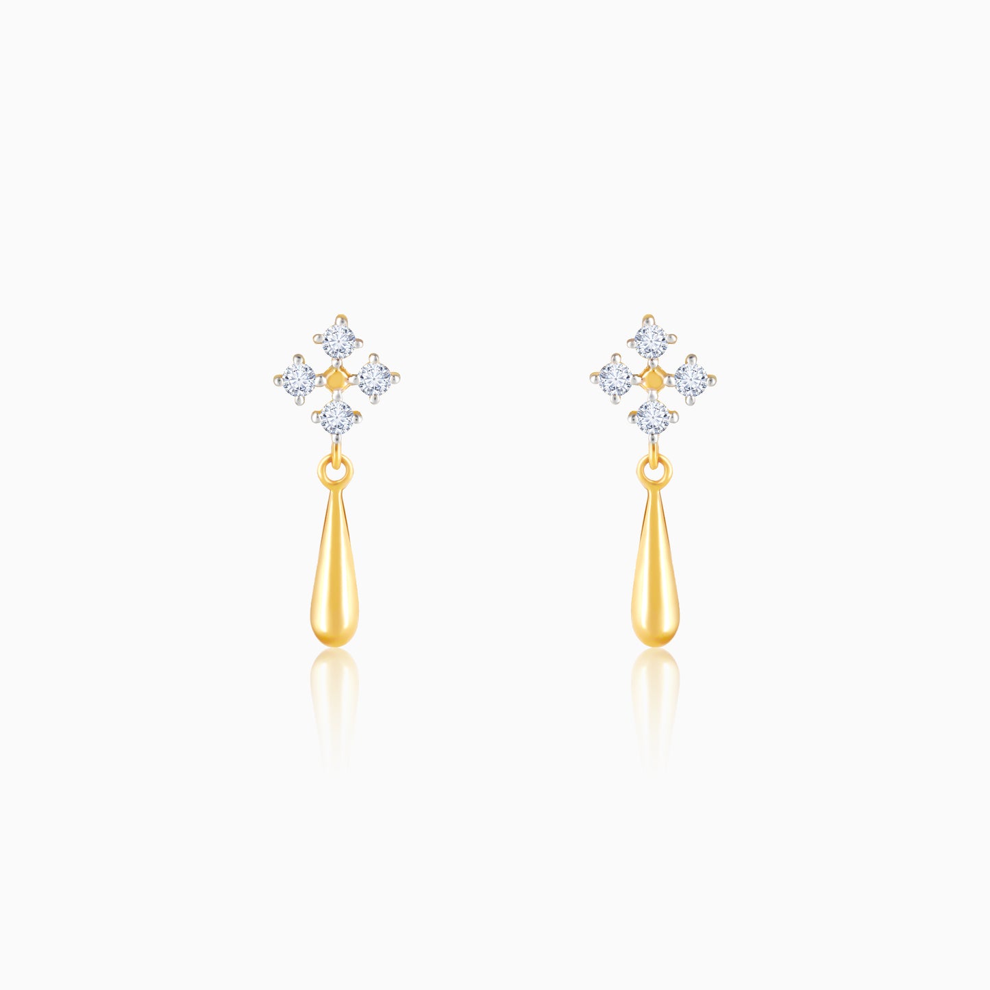 Gold Radiant Drop Diamond Earrings