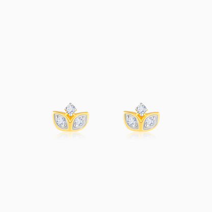 Gold Blooming Bud Diamond Earrings