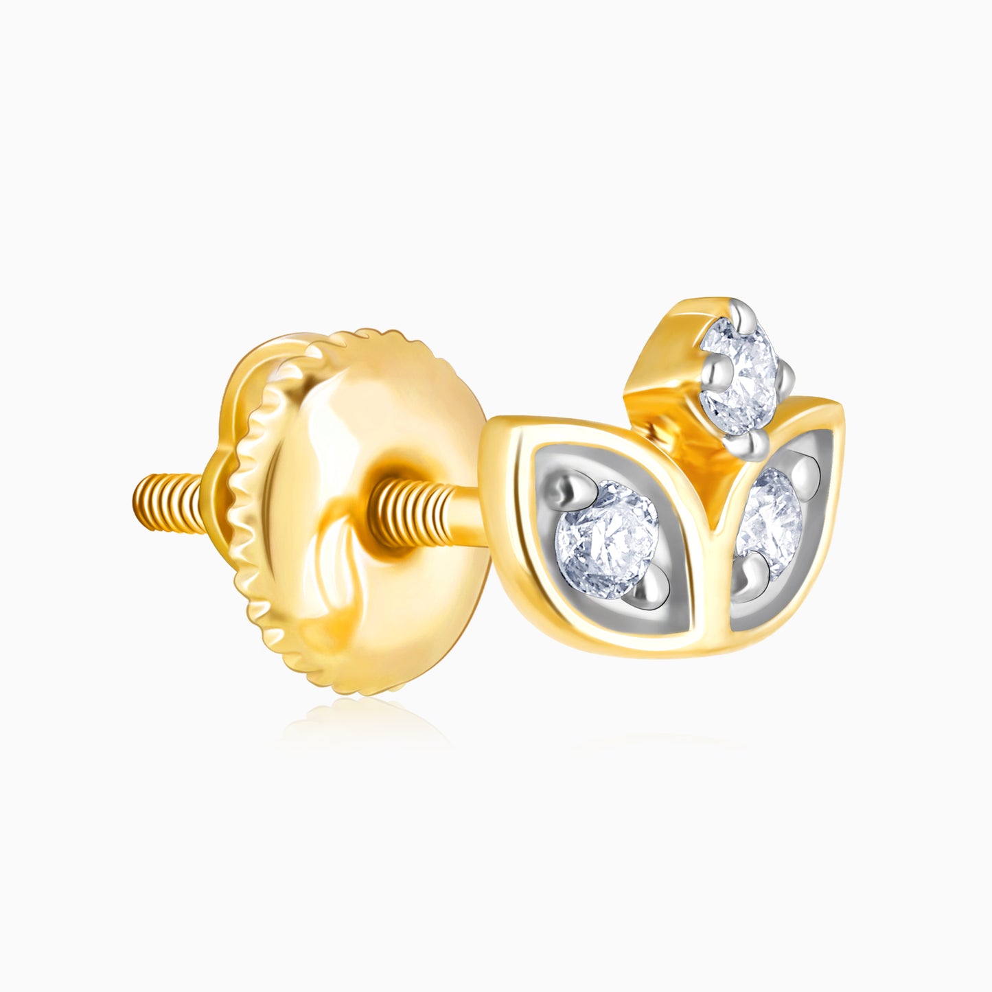 Gold Blooming Bud Diamond Earrings