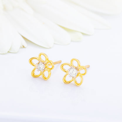 Gold Ornate Spring Diamond Earrings